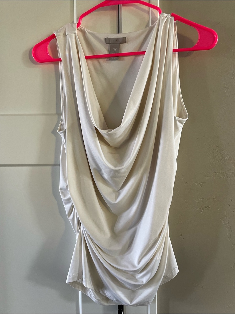H&M Draped Sleeveless Cowl Neck Tank Top - Cream